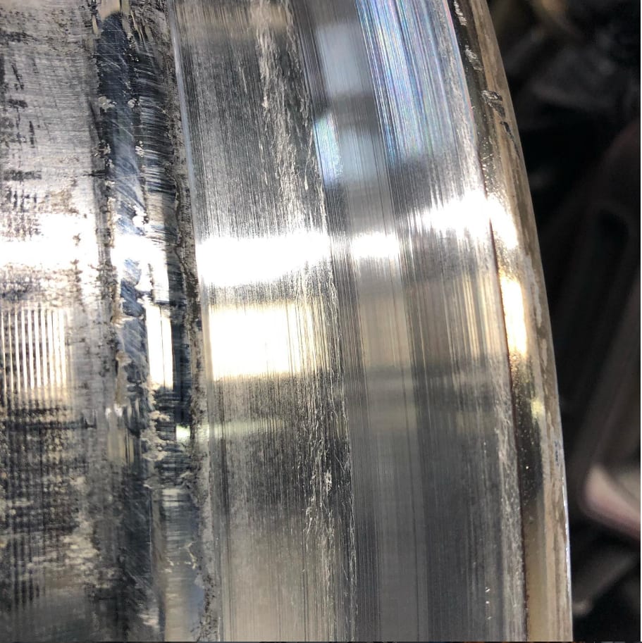 Freshly machined sealing surface